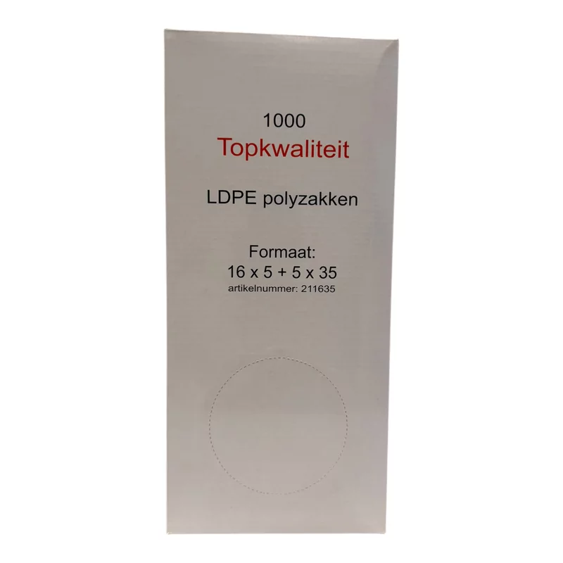 Plastic zakjes 16+5x35cm 1000stuks